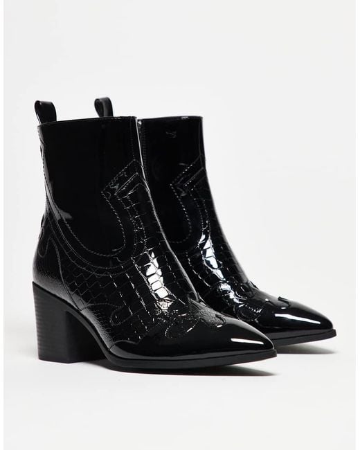 ASOS Chelsea Boots Met Hak En Westerndetail in het Black voor heren