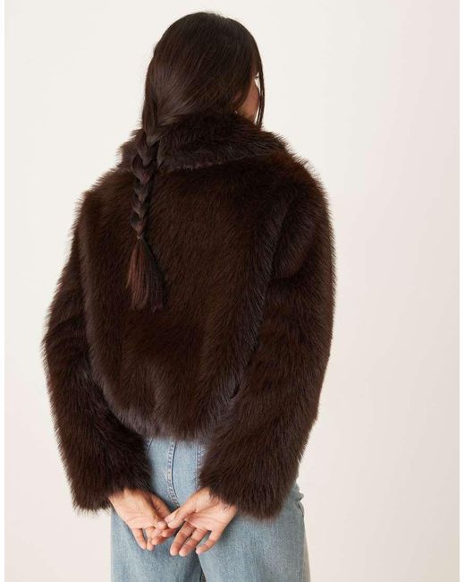Mango Black Short Zip Through Faux Fur Jacket