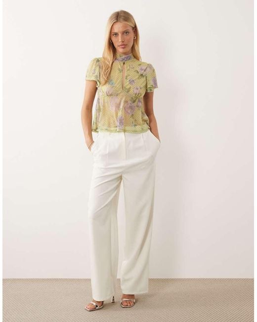 ASOS Multicolor Short Sleeve Top With Keyhole Detail