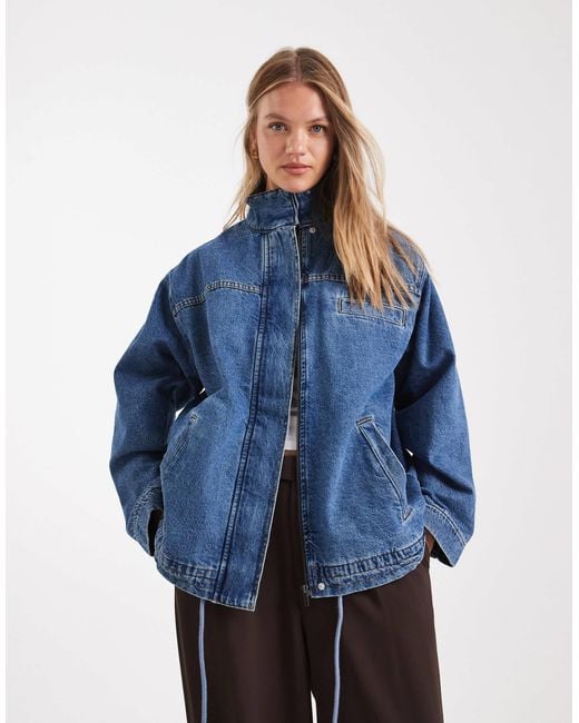 ASOS Blue Denim Funnel Neck Jacket