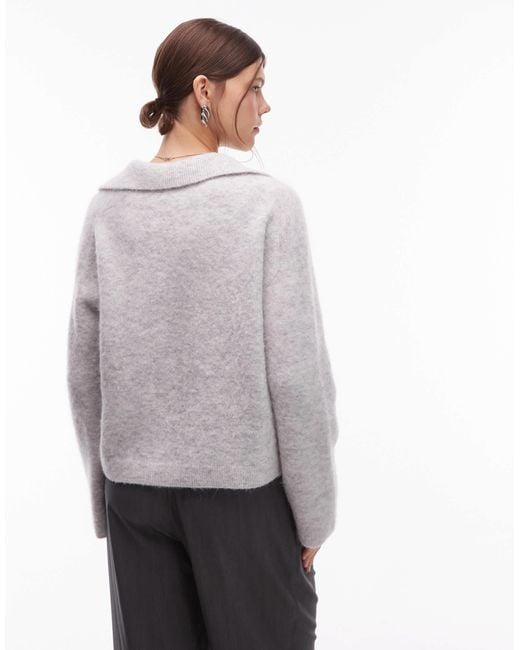 ARKET Gray Alpaca And Wool Knitted Jumper With Polo Collar