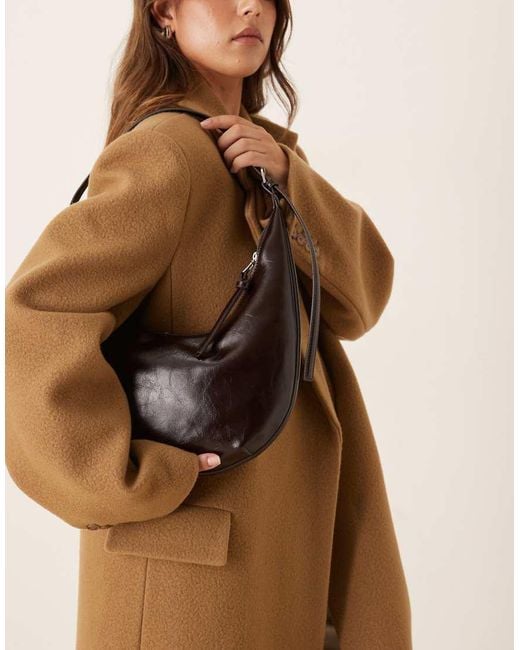 Mango Brown Half Moon Shoulder Bag