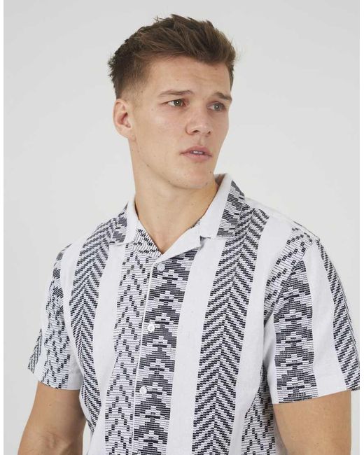 Brave Soul Gray Revere Collar Shirt for men