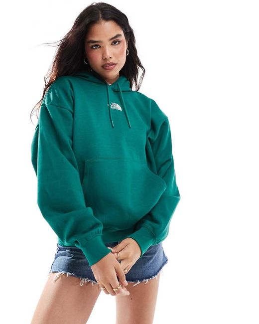 The North Face Green Essential Oversized Logo Hoodie