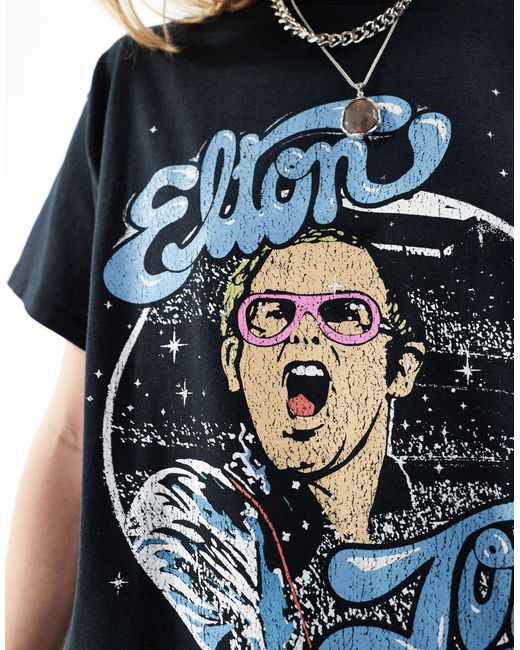 Reclaimed (vintage) Black Unisex Elton John Licensed T-shirt