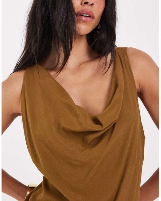 Aware Brown Sleeveless Cowl Neck Maxi Dress