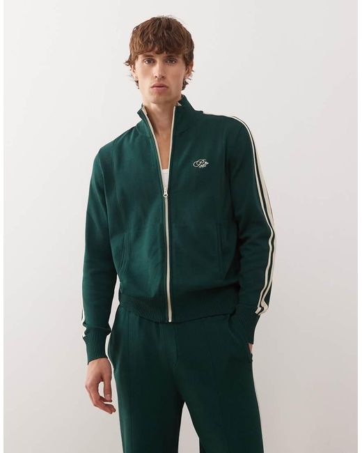 Prohibited Green Straight Fit Logo Knit Track Jacket Co-ord for men