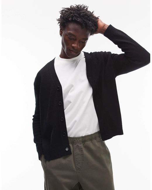 ARKET Black Textured Wool Blend Knitted Cardigan for men