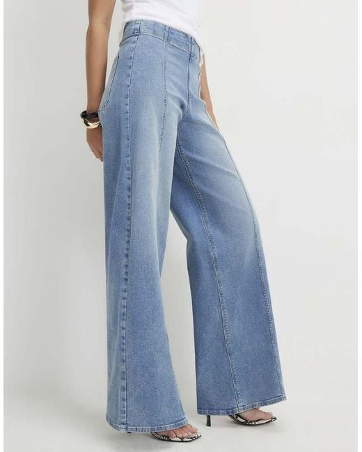 River Island Blue Pull On Palazzo Jeans