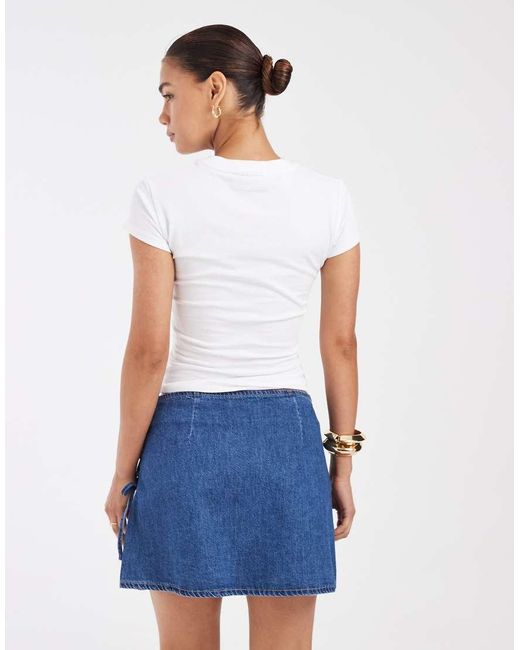 Vero Moda Blue Tie Side Detail Denim Mini Skirt
