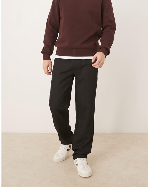 Pantalones Negros De Corte Recto De Tejido Efecto Lana De ASOS de hombre de color Natural