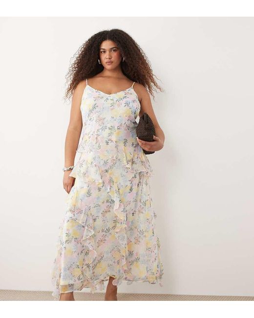 Vero Moda White Smilla Chiffon Cami Ruffle Detail Midi Dress