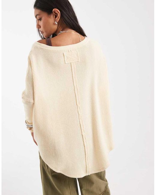 Free People Natural Long Sleeve Thermal Top