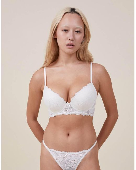 Cotton On Pink Everyday Lace Longline Push Up 2 Bra