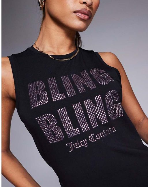 Juicy Couture Hemd-Topje Met 'Bling Bling'-Print Met Siersteentjes in het Gray