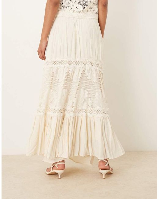 Y.A.S Natural Festival Crochet Lace Insert Boho Maxi Skirt