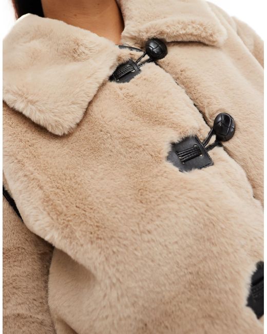 Threadbare Natural Faux Fur Button Up Jacket
