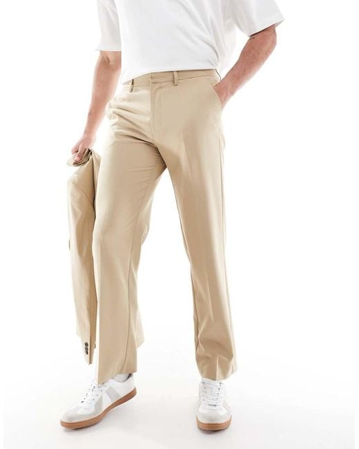 ASOS Rechte Pantalon in het Natural voor heren