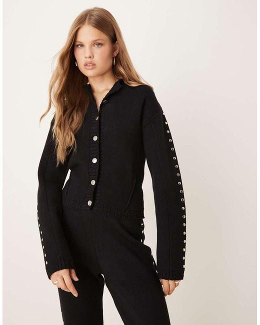 Never Fully Dressed Black Studded Knit Cardigan