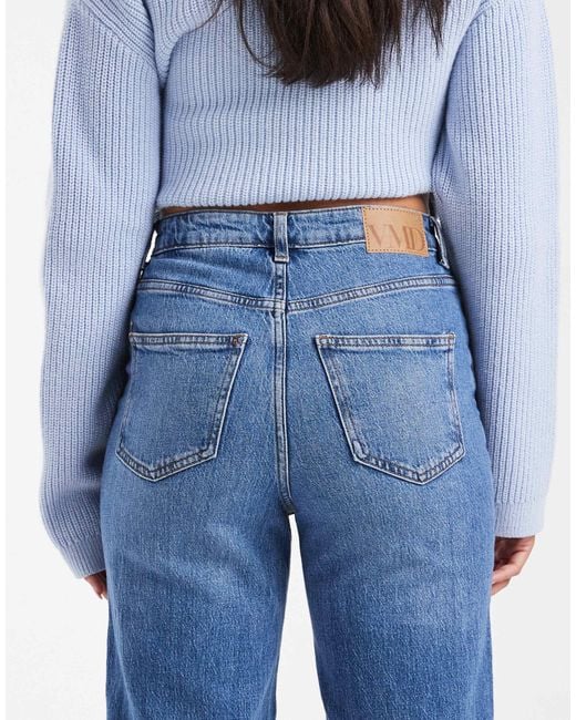 Vero Moda Blue Tessa High Waisted Wide Leg Jeans With Distressed Knees