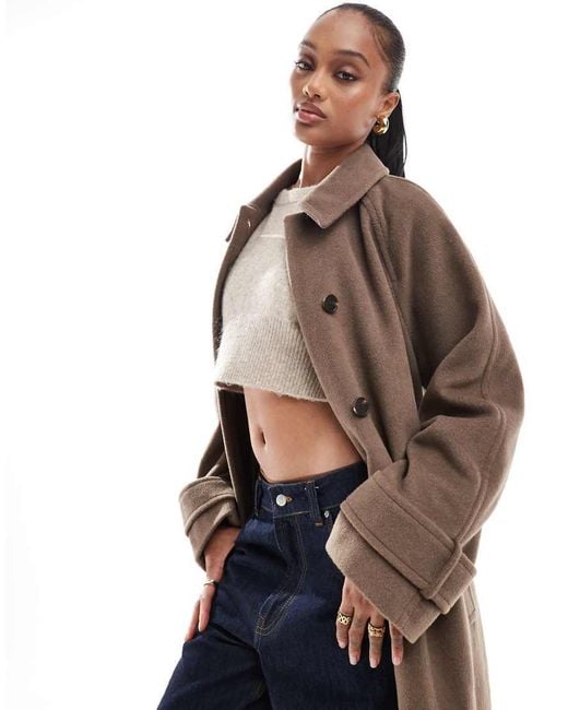 ASOS Blue Asos Design Tall Brushed Formal Top Collar Longline Coat