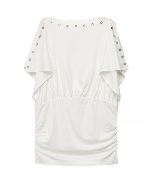 NA-KD White Split Sleeve Button Top