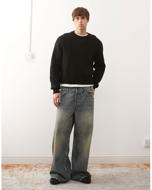 Weekday Black Boxy Fit Knitted Jumper for men