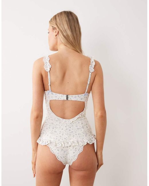 For Love & Lemons White Daisy Frill Detail One Piece Swimsuit