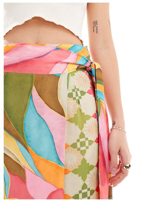 Jaspre - jupe portefeuille longueur mollet à imprimé abstrait Never Fully Dressed en coloris Multicolor