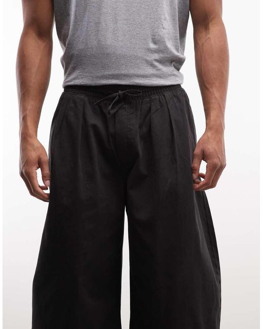 Weekday Black Pull On Barrel Leg Trousers for men