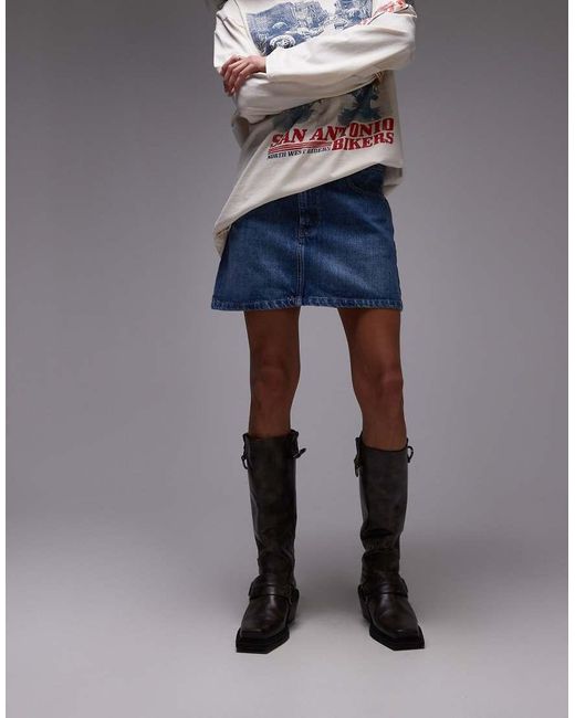 Minifalda Muy Corta Vaquera Medio De TOPSHOP de color Blue