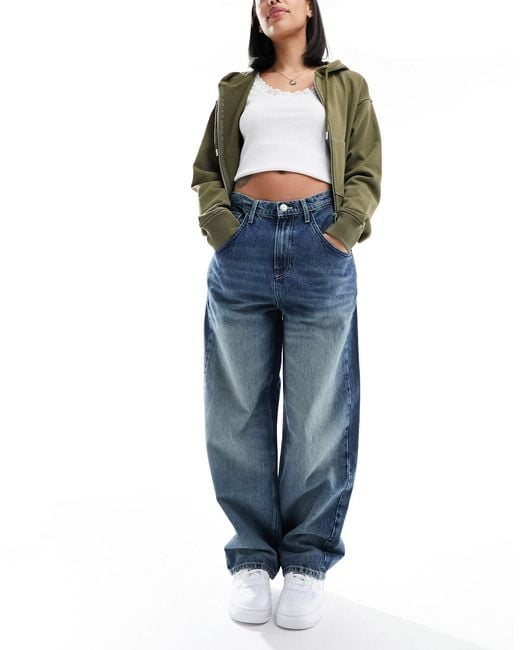 ONLY Blue Kayla High Waisted baggy Tapered Jeans
