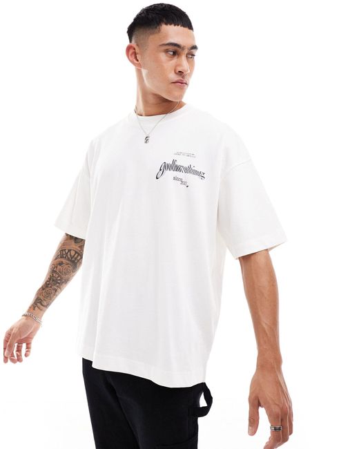 Camiseta blanca extragrande con logo estampado en la espalda Good For Nothing de hombre de color White