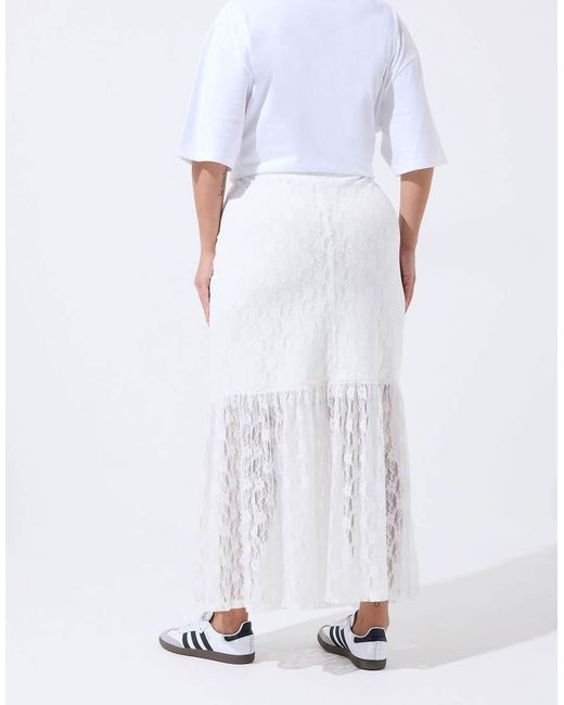 Yours Clothing White Yours Limited Curve Lace Maxi Skirt
