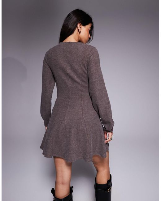 ASOS Purple Supersoft V Front Fit And Flare Mini Dress