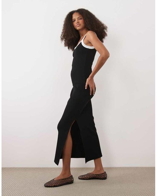 ASOS Natural Cami Midi Dress With Bound Edge