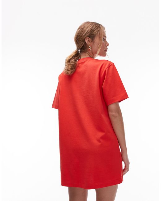 TOPSHOP Red – premium – kurzärmliges oversize-t-shirt-kleid