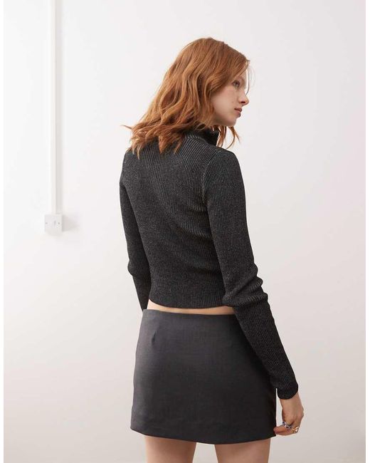 Monki Black Ribbed Knitted Double Zip Cardigan