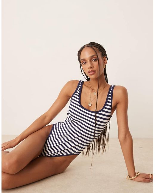 Polo Ralph Lauren Natural Pique Stripe Scoop Tank Swimsuit