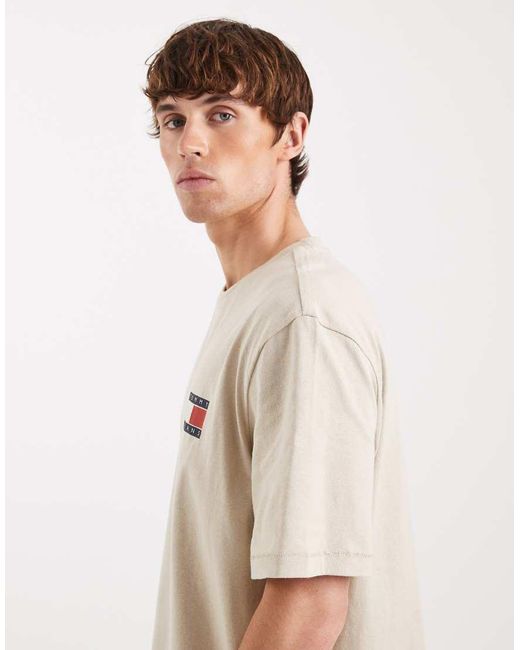 Tommy Hilfiger Natural Flag Logo T-shirt With Mountain Peak Back Print for men