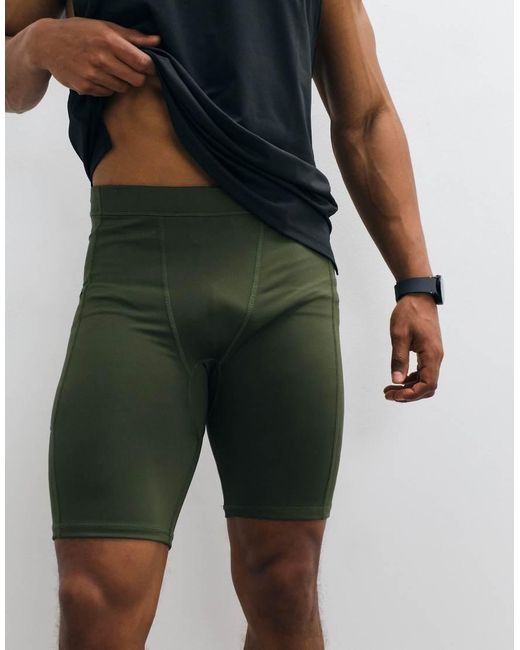 4505 Gray Icon Active Quick Dry Base Layer Training Half Tight With Phone Pocket for men