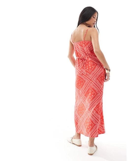 Miss Selfridge Red Strappy Scoop Neck Maxi Slip Dress