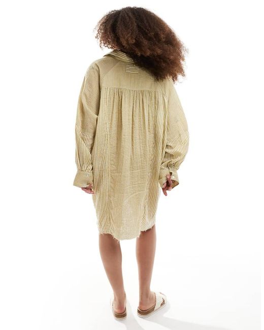 ASOS Natural Asos Design Curve Relaxed Laundered Shirt Mini Dress