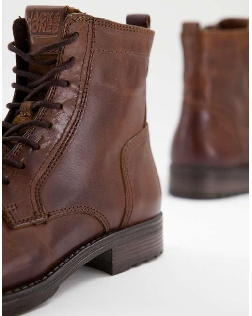 Jack & Jones Brown Laceup Tall Boot for men