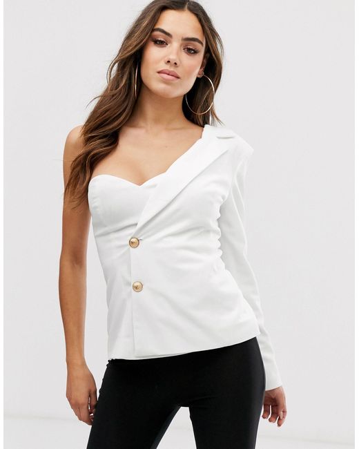 One shoulder blazer top hot sale