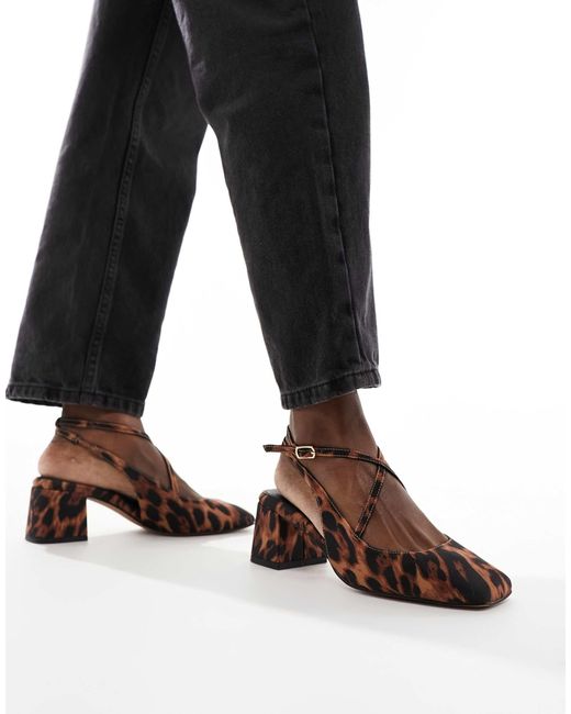 ASOS Black Sawyer Square Toe Block Heeled Mid Shoes