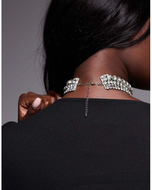 ASOS Brown Asos Design Curve Choker Necklace With Mixed Crystal Detail