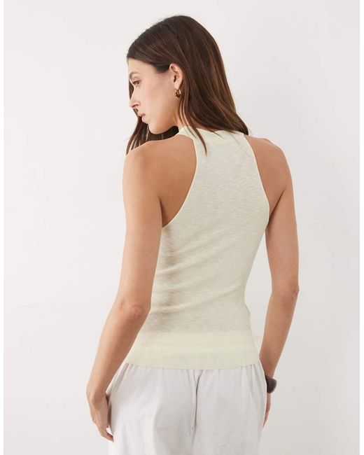 Mango Natural Knitted Button Detail Sleeveless Top
