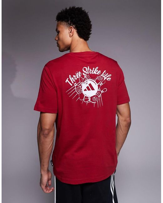 Adidas Originals Red Adidas Training T-Shirt With Bowling Graphic Back Print for men