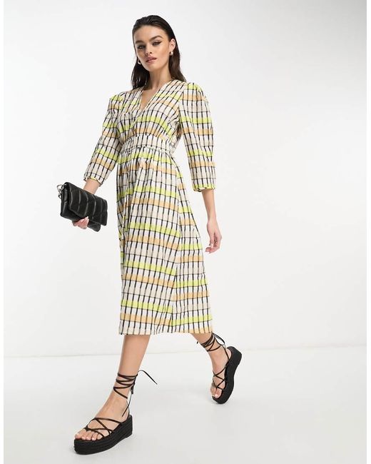 Object Natural Smock Midi Dress